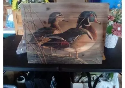 Ducks painted on wood slats